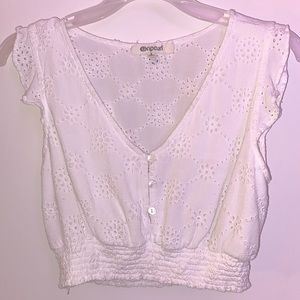 White eyelet crop top